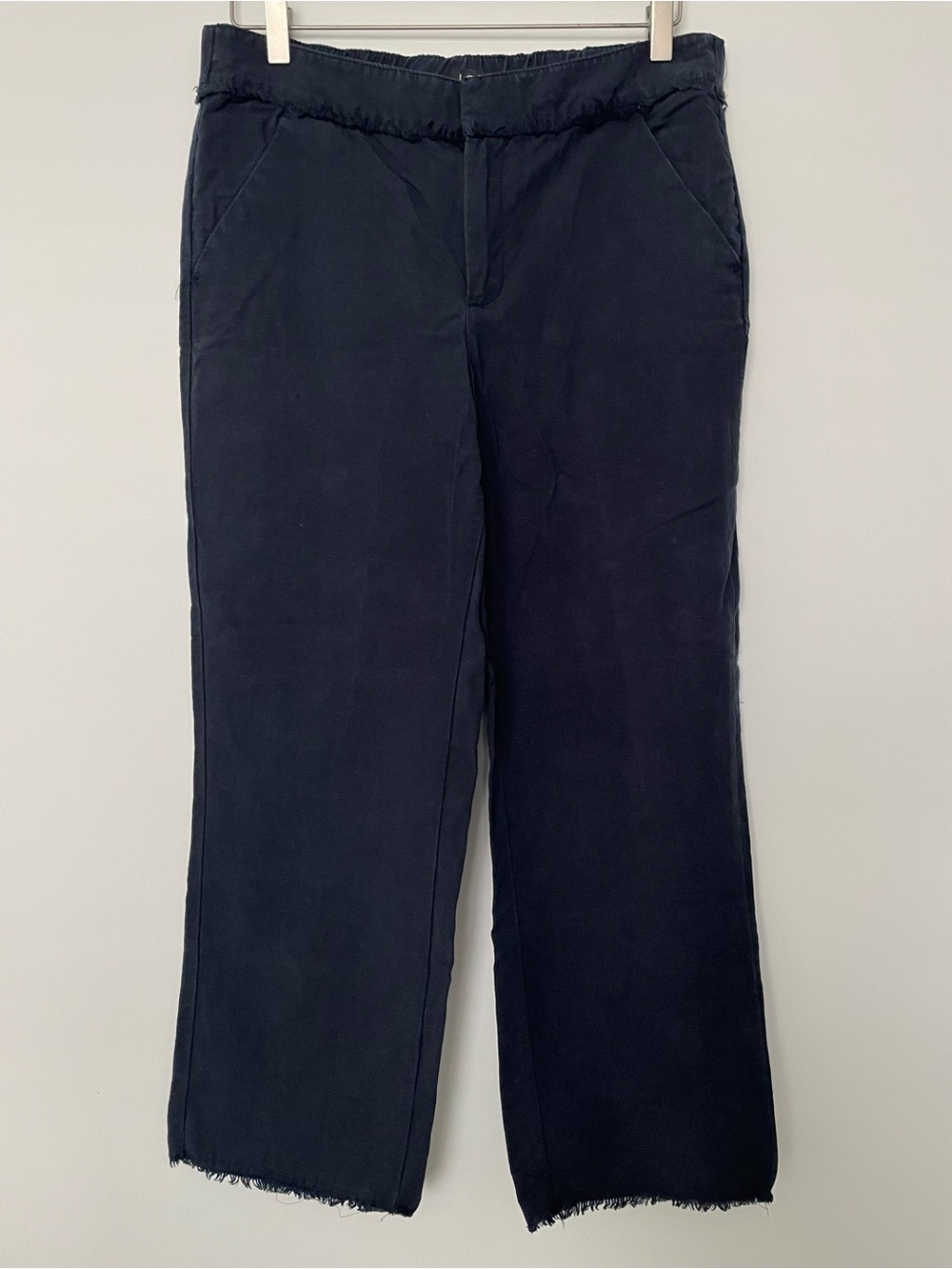 LOFT Navy Blue Straight -Leg Frayednn Hem Pants